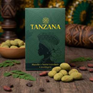Mandle v hořké čokoládě s moringou – TANZANA 90g